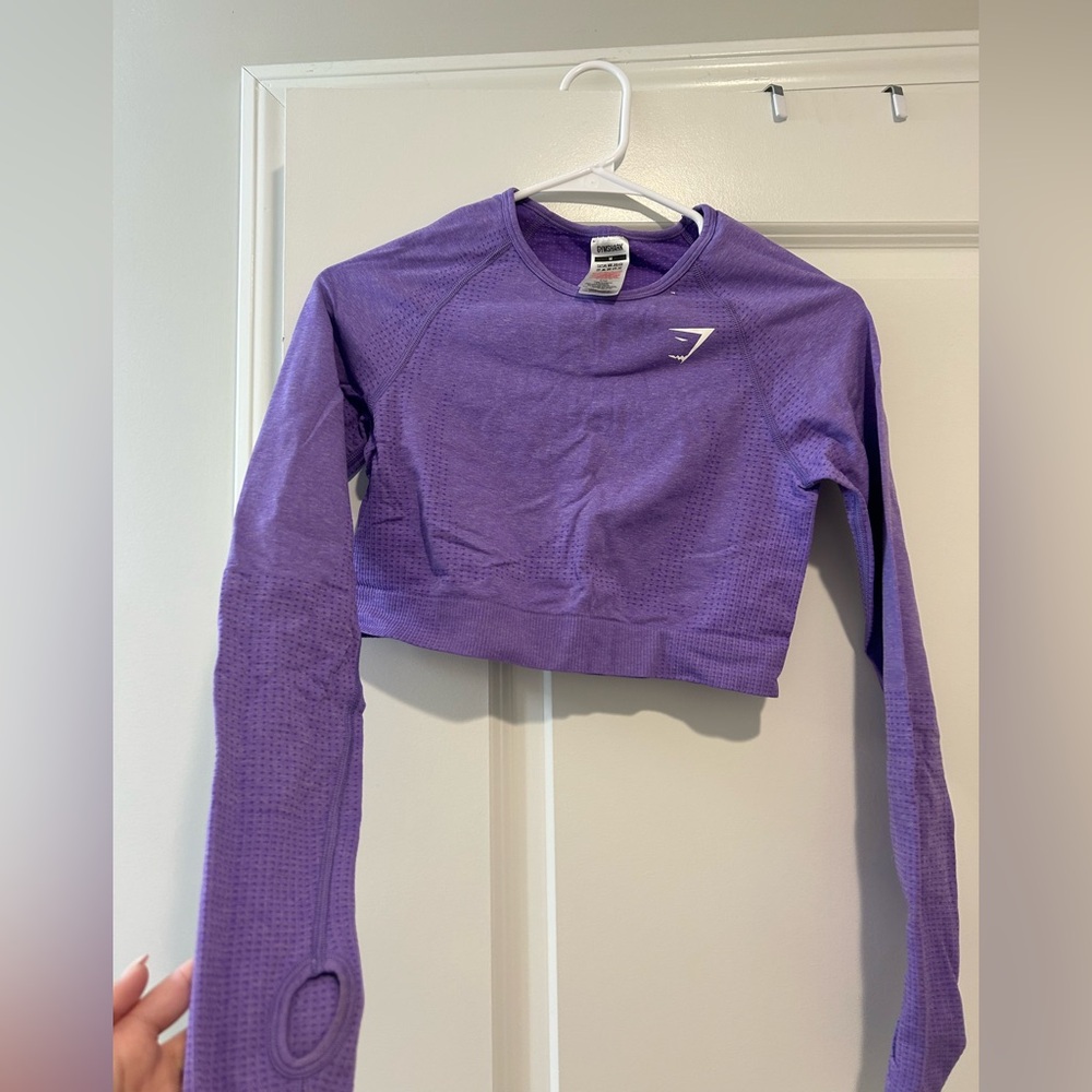 Gymshark Purple Seamless Cropped Long Sleeve Top